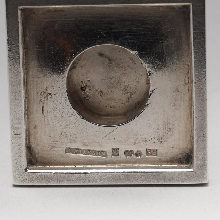 Wiwen Nilsson, a silver set with a pair of candlesticks and a cigarette case, Lund Sweden 1927-38.