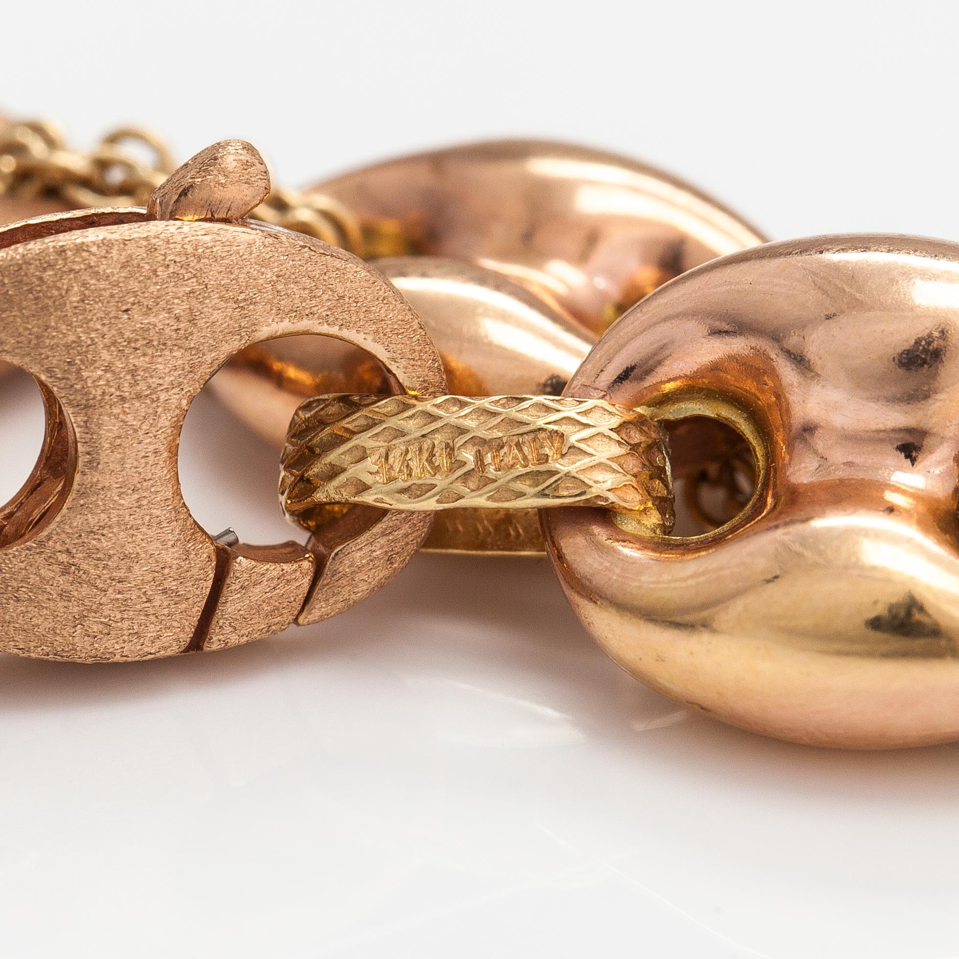 Armband, 14K röd- och gultguld. Italien.