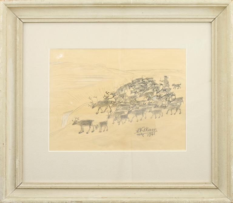 NILS NILSSON SKUM, blandteknik, sign o dat 1941.