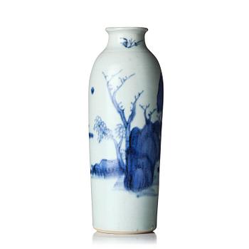 1123. A blue and white sleeve vase, Transitional period, 17th century.