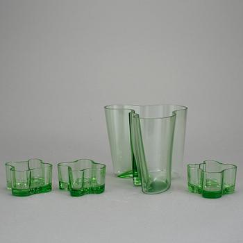 VAS och LJUSLYKTOR, 4 delar, glas, Alvar Aalto, Iittala.