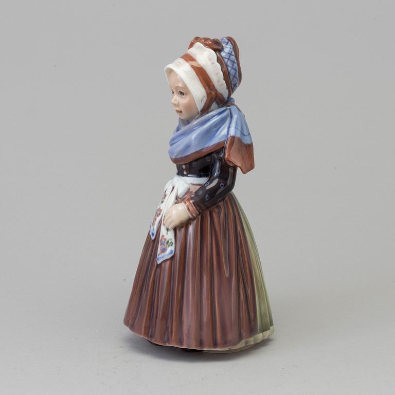 A Dahl Jensen 'Lilla Fänöflickan' porcelain figure, Denmark, mid 20th century.