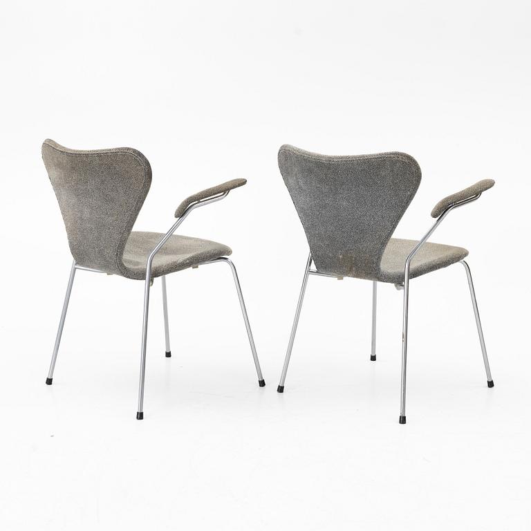 Arne Jacobsen, four 'Series 7' armchairs, Fritz Hansen, Denmark, 1990.