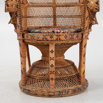 A peacock rattan chair, 20th Century.