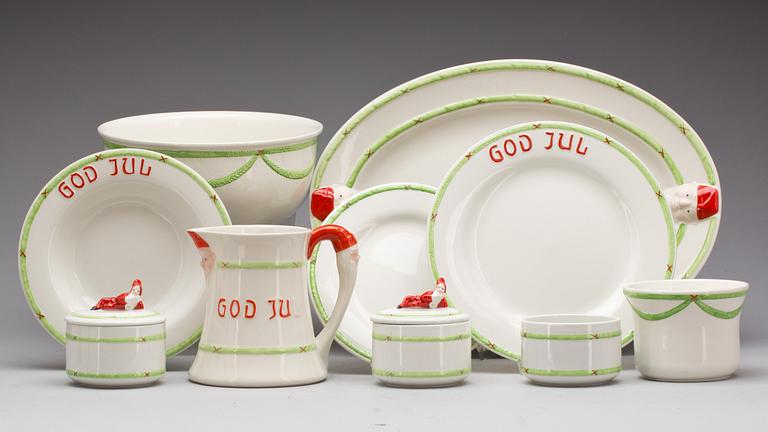 MATSERVIS, 46 delar, flintgods, "Jul", Gustavsberg. 1900-talets andra hälft.