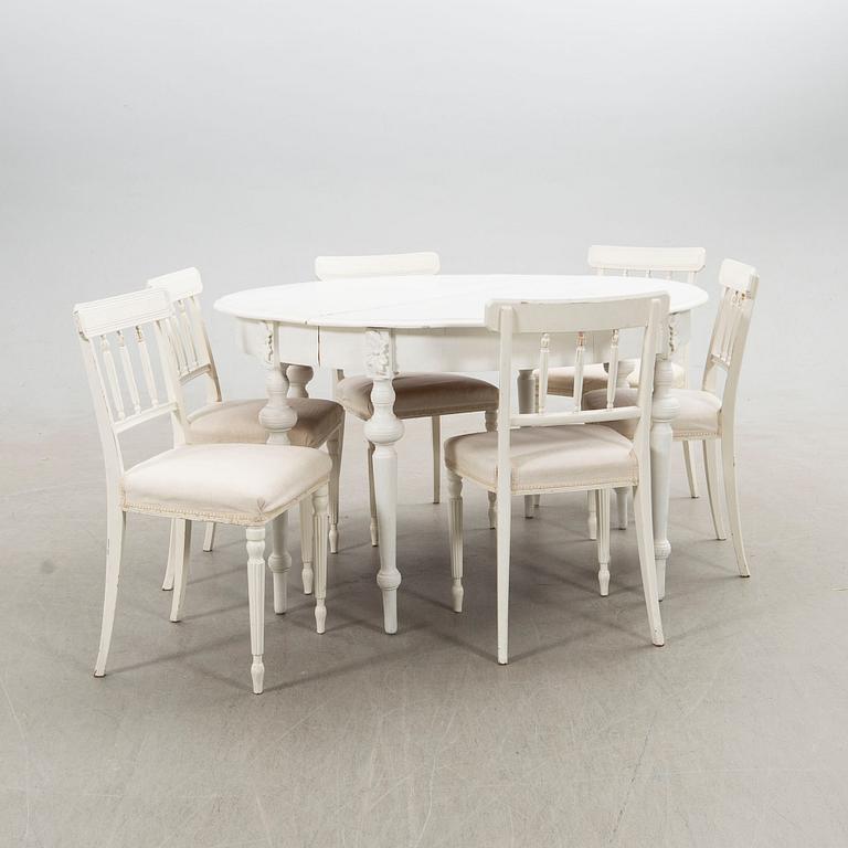 Dining group, 7 pieces, Gustavian style, late 20th century.