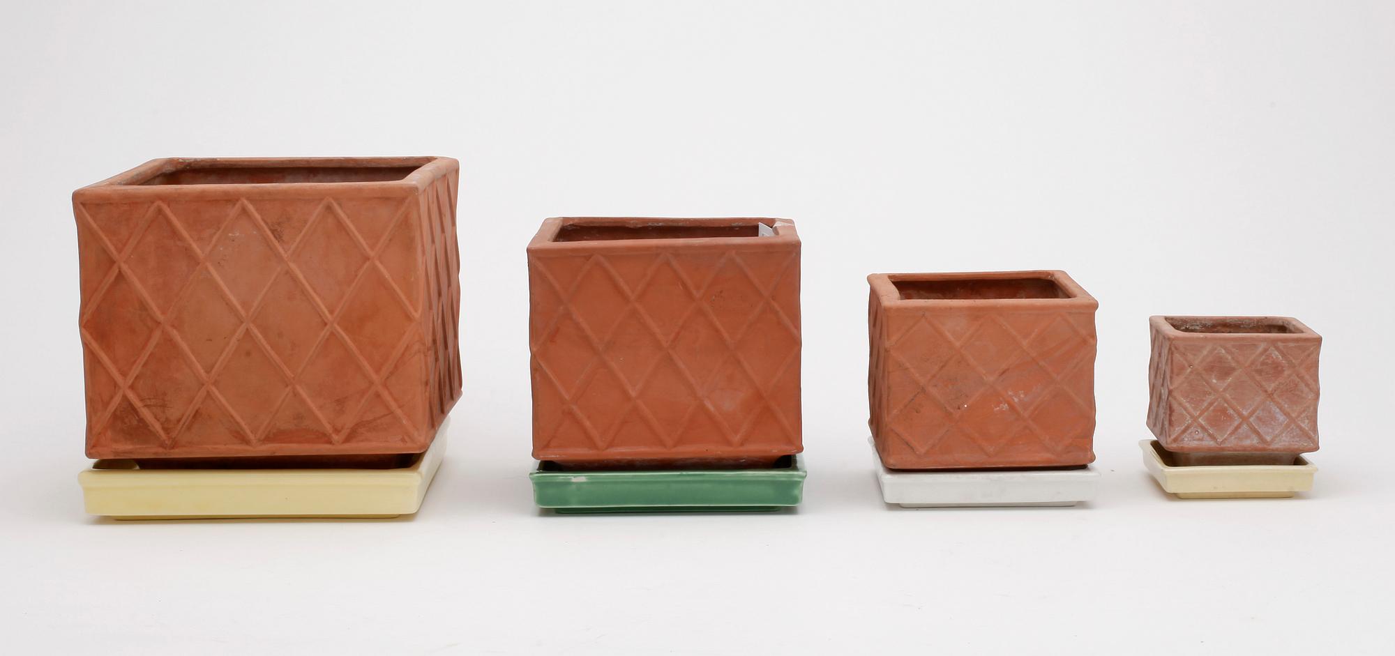 YTTERFODER MED FAT, 6 st, "Planta", lergods, Wilhelm Kåge, Gustavsberg, 1950-tal.