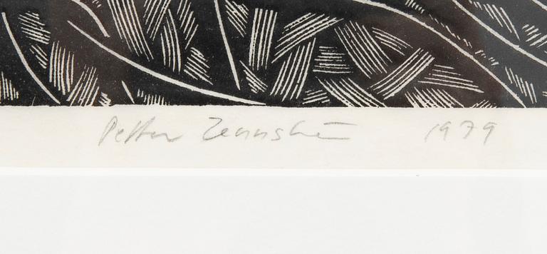 Petter Zennström, träsnitt, signerad och daterad 1979.