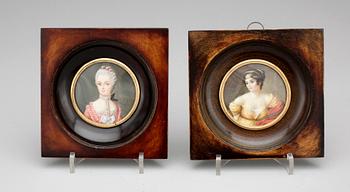 OKÄND KONSTNÄR, gouacher 2 st, miniatyrer, 1900-talets första hälft.