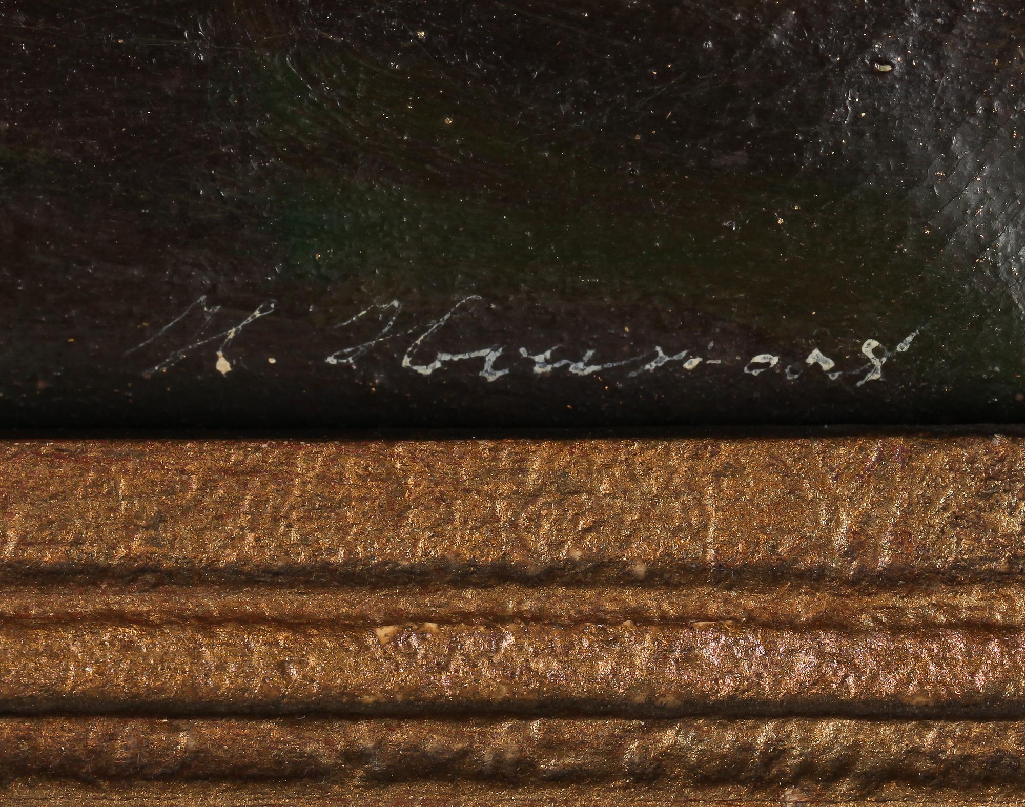 OKÄND KONSTNÄR, olja på duk, otydligt signerad, 1800-tal.