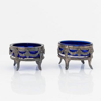 A pair of late Gustavian silver salt cellars, Berndt Johan Frodelius, Stockholm, Sweden, 1792.