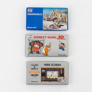 Nintendo Game & watch, 3 st, "Manhole", "Wide screen & "Donkey kong JR".