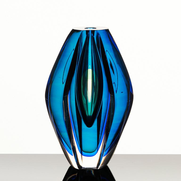 Mona Morales-Schildt, a 'Ventana' cut and polished glass vase, Kosta Sweden 1950s-60s.