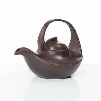 A Chinese compressed yixing teapot and cover, 20th century.
