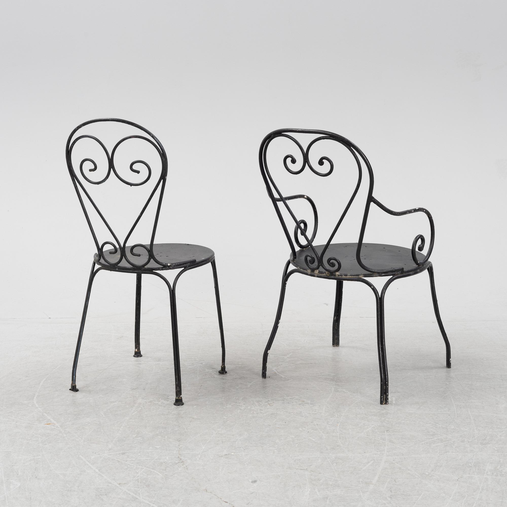 Trädgårdsstolar, 4 + 3 st, 1900-talets mitt/första hälft.