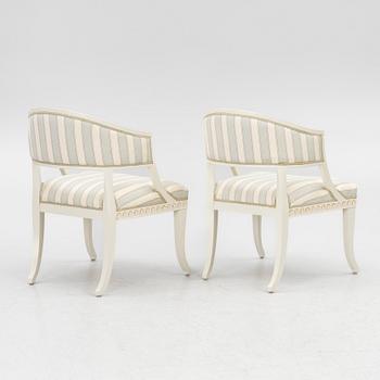 A pair of late-Gustavian armchairs, Sweden, 20th century.