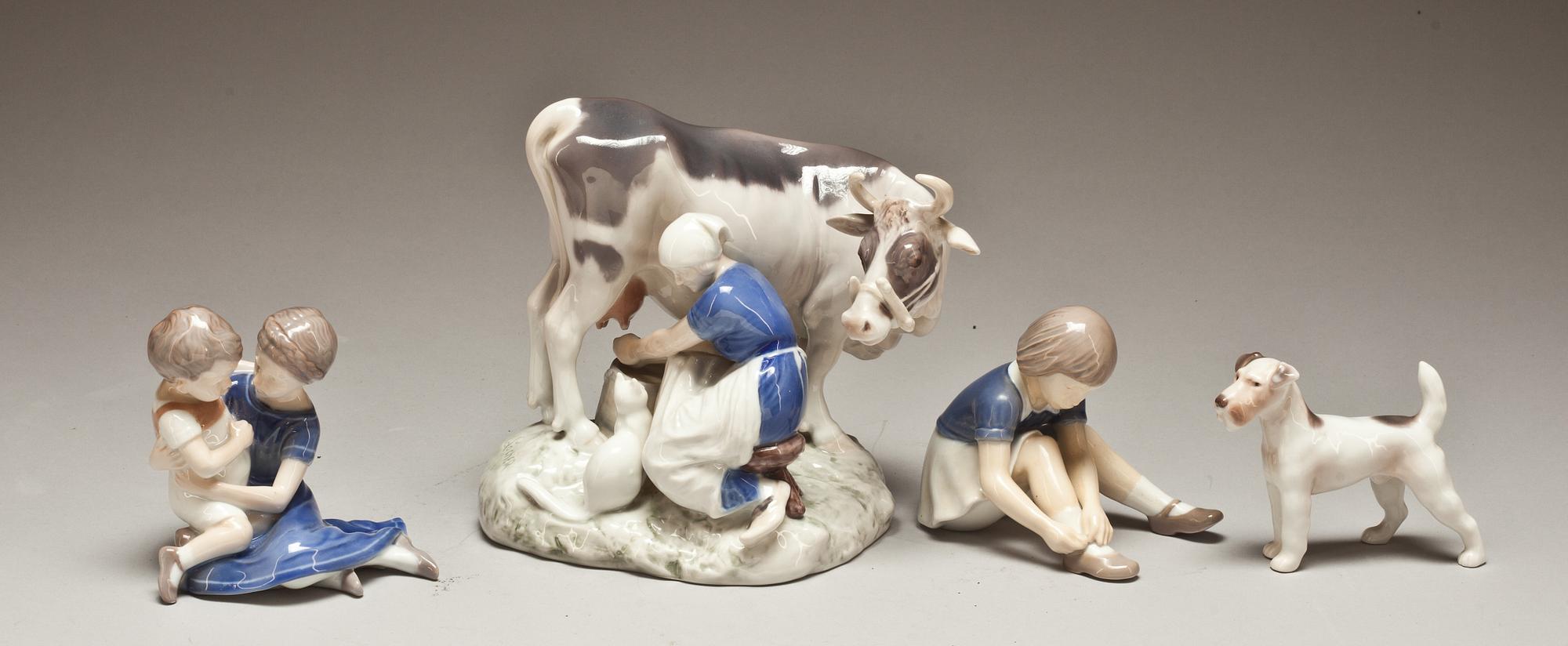 FIGURINER, 4 st, porslin, Bing & Gröndahl. Bl a Axel Locher. 1900-talets andra hälft.