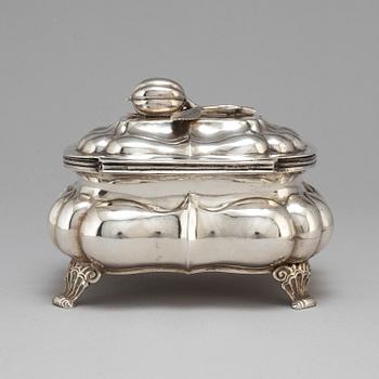 A Russian 19th century parcel-gilt silver sugar-casket, unidentified makers mark, possibly Pskov 1863.
