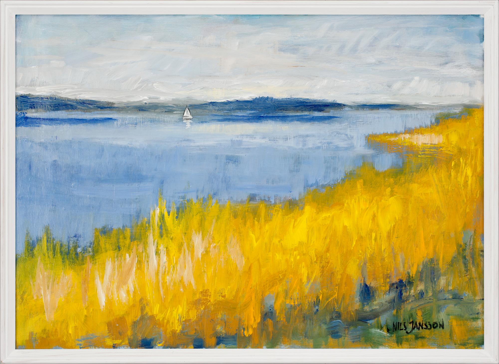 OLJEMÅLNINGAR, 2 st. Ulla Bergrahm samt Nils Jansson. Olja på duk, sign. o dat.