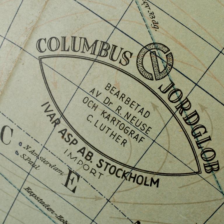 JORDGLOB, Columbus Jordglob, Dr Neuse, omkring 1900-talets mitt.