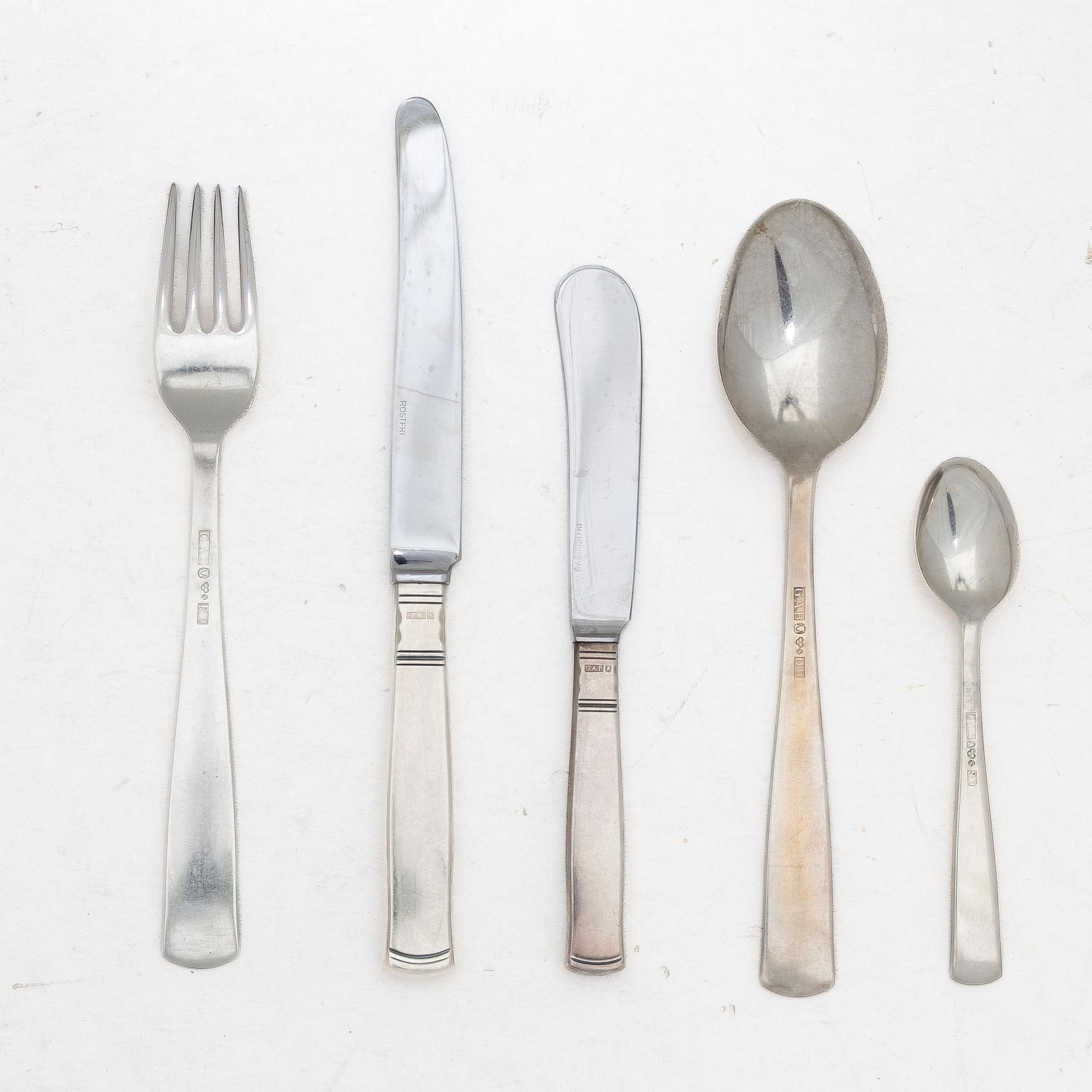 Jacob Ängman, Cutlery set, 55 pieces, silver, "Rosenholm", GAB.