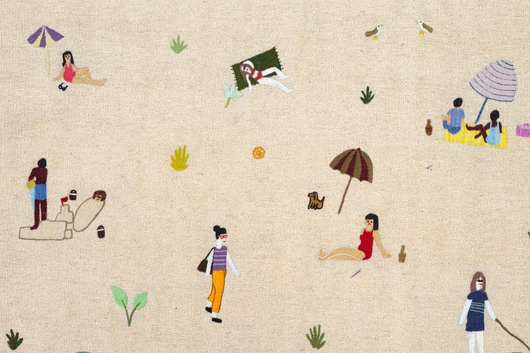 Matta, handbroderad Kelim, ca 186 x 122 cm.