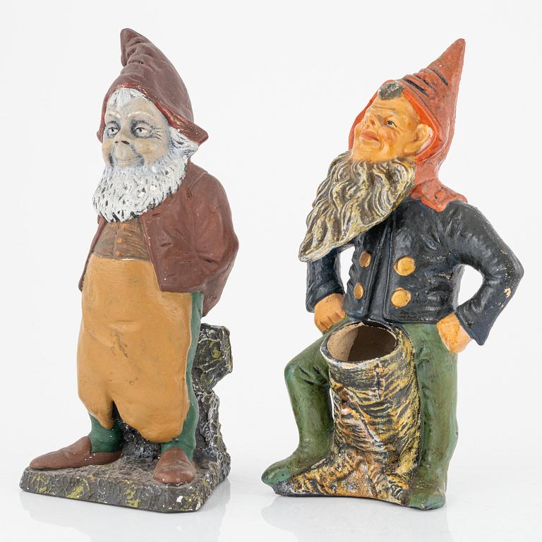 Six ceramic gnomes, first half of the 20th century.