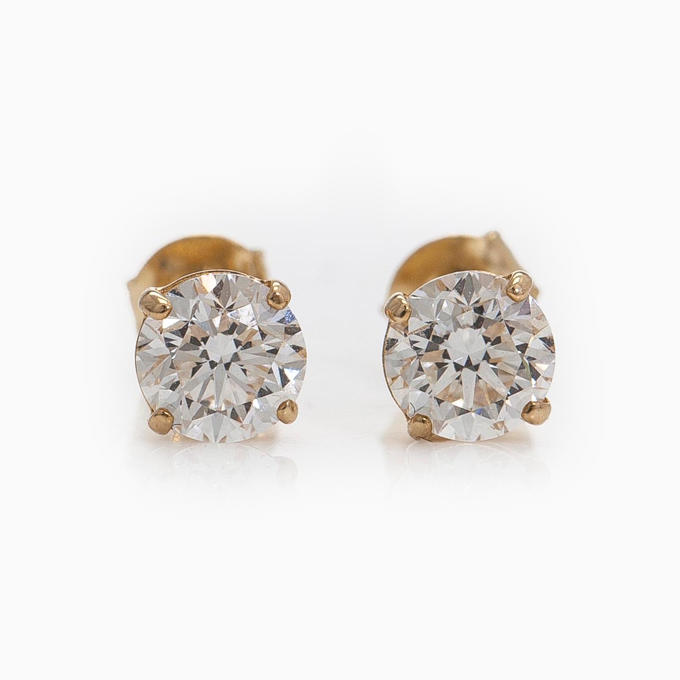 Earrings, brilliant-cut diamonds totalling 1.0 ct, 14K gold.