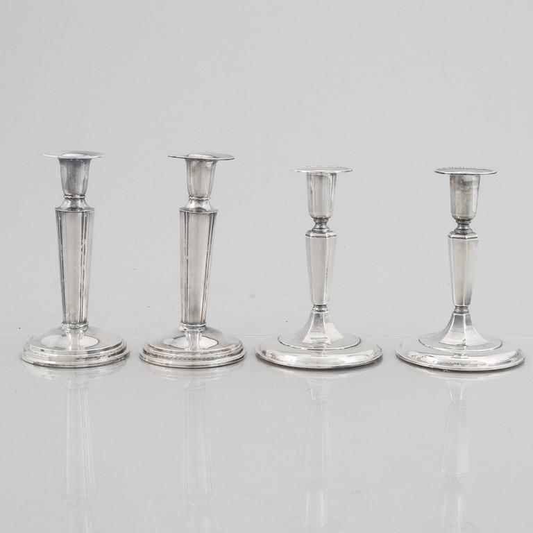 Two pairs of Swedish silver candlesticks, including TESI, Gothenburg 1961.