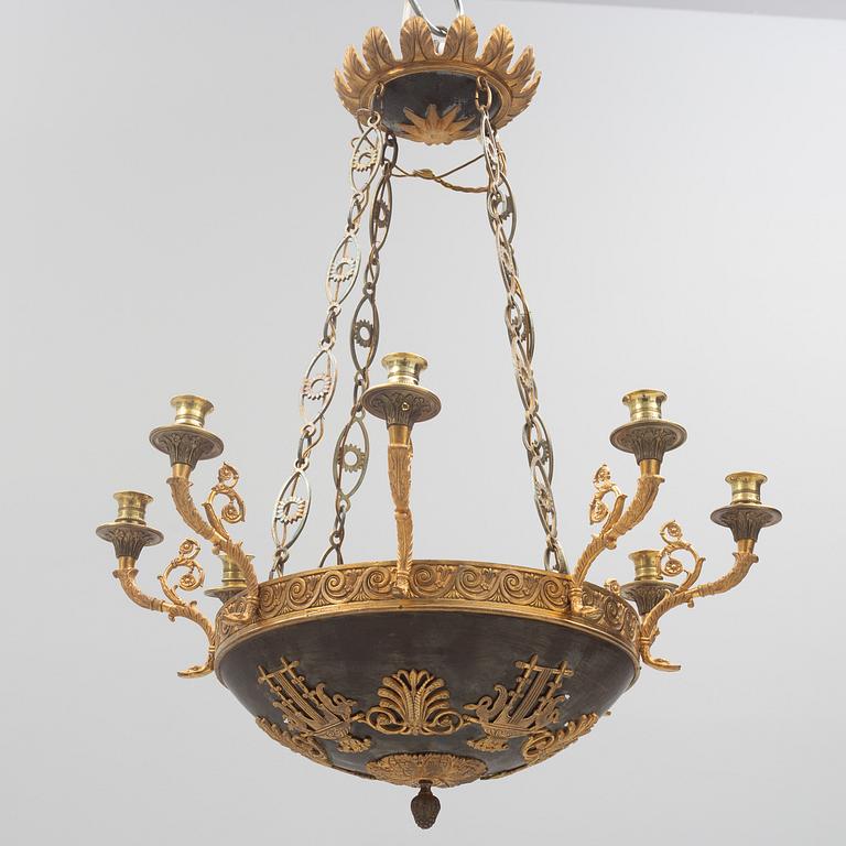 A Karl Johan ceiling lamp, first half of the 19th century.