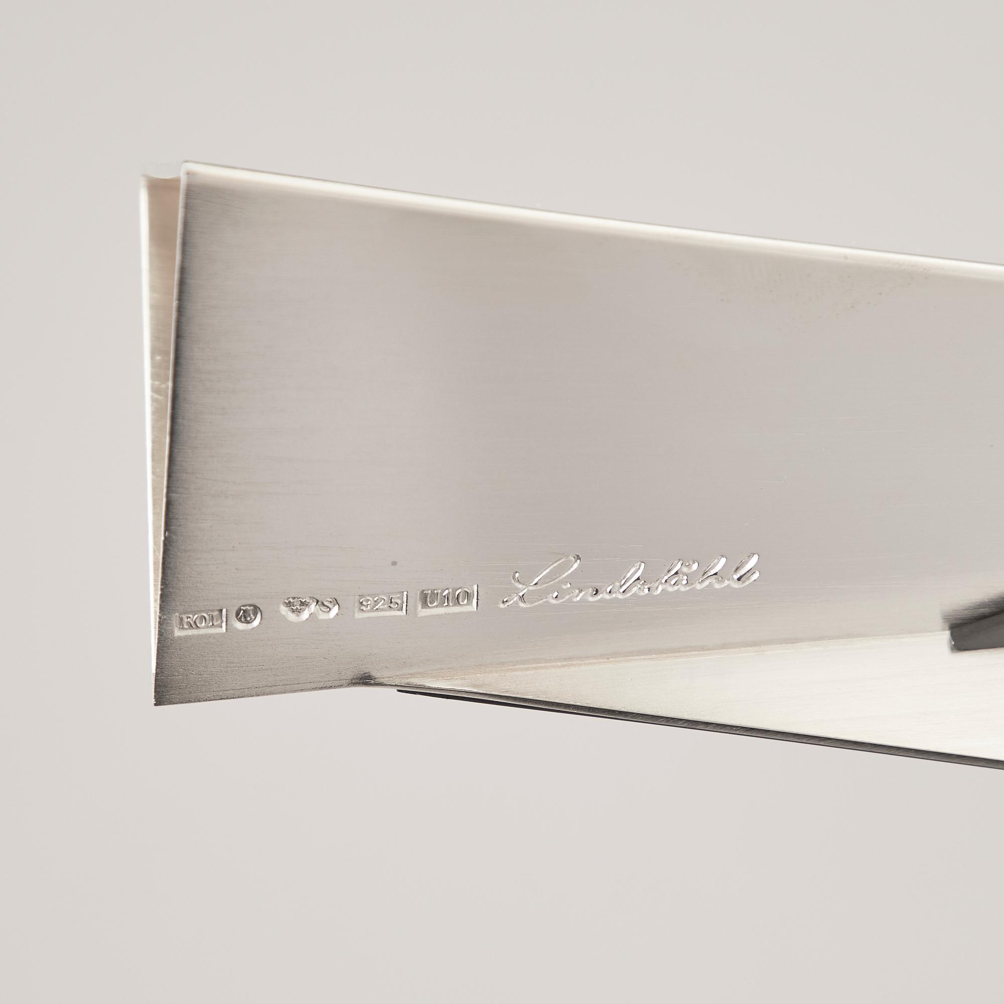 A sterling silver and blued steel vase, mark of Rolf Lindståhl,  Stockholm 1994.