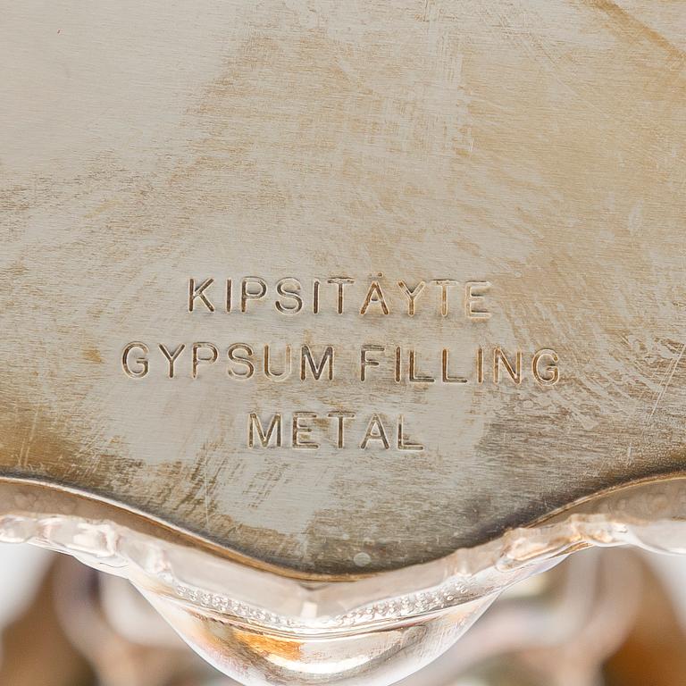 Kynttilänjalkoja, 3 kpl, hopea, Kultakeskus Hämeenlinna 1980 ja 1985.