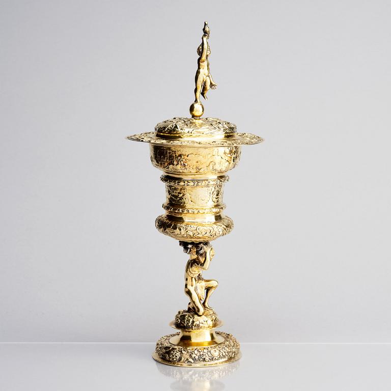 A Swedish 17th century silver-gilt cup and cover, mark of Johan Nützel, Stockholm 1698.