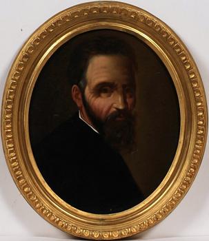 OKÄND KONSTNÄR, olja på duk, 2 st, efter Michelangelo och Rembrandt, 1900-tal.