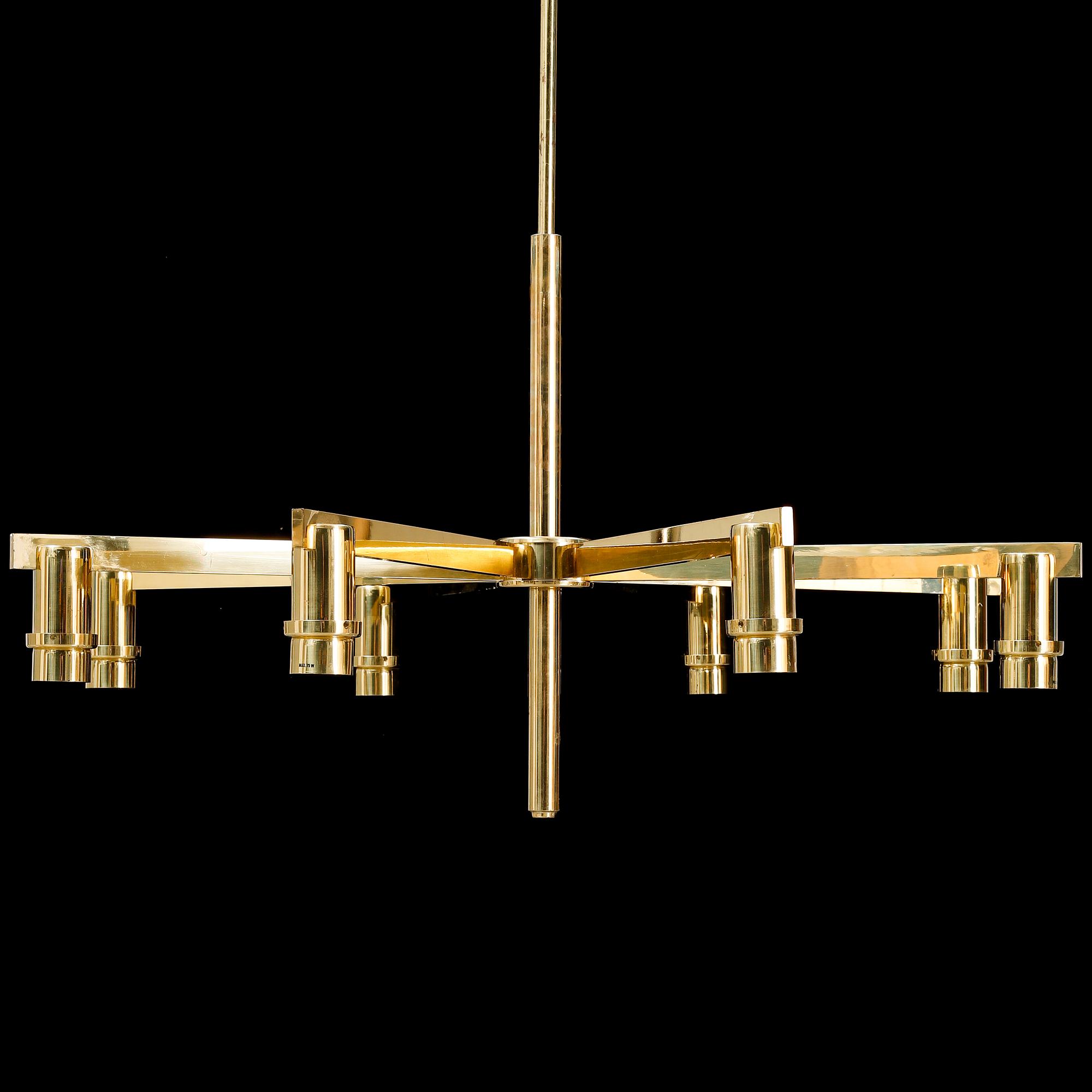 Hans-Agne Jakobsson, A brass chandelier, Markaryd, 1960's.