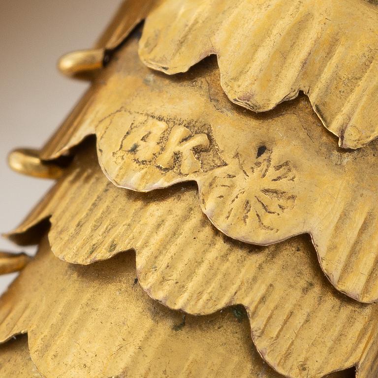 Collier med hängen i form av fiskar, 14K guld.