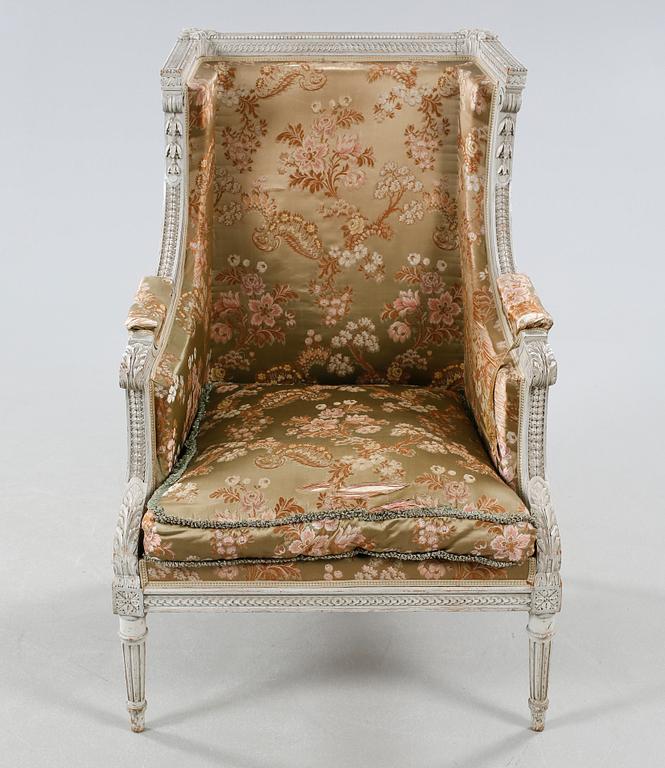 A Louis XVI style bergère, early 20th century.