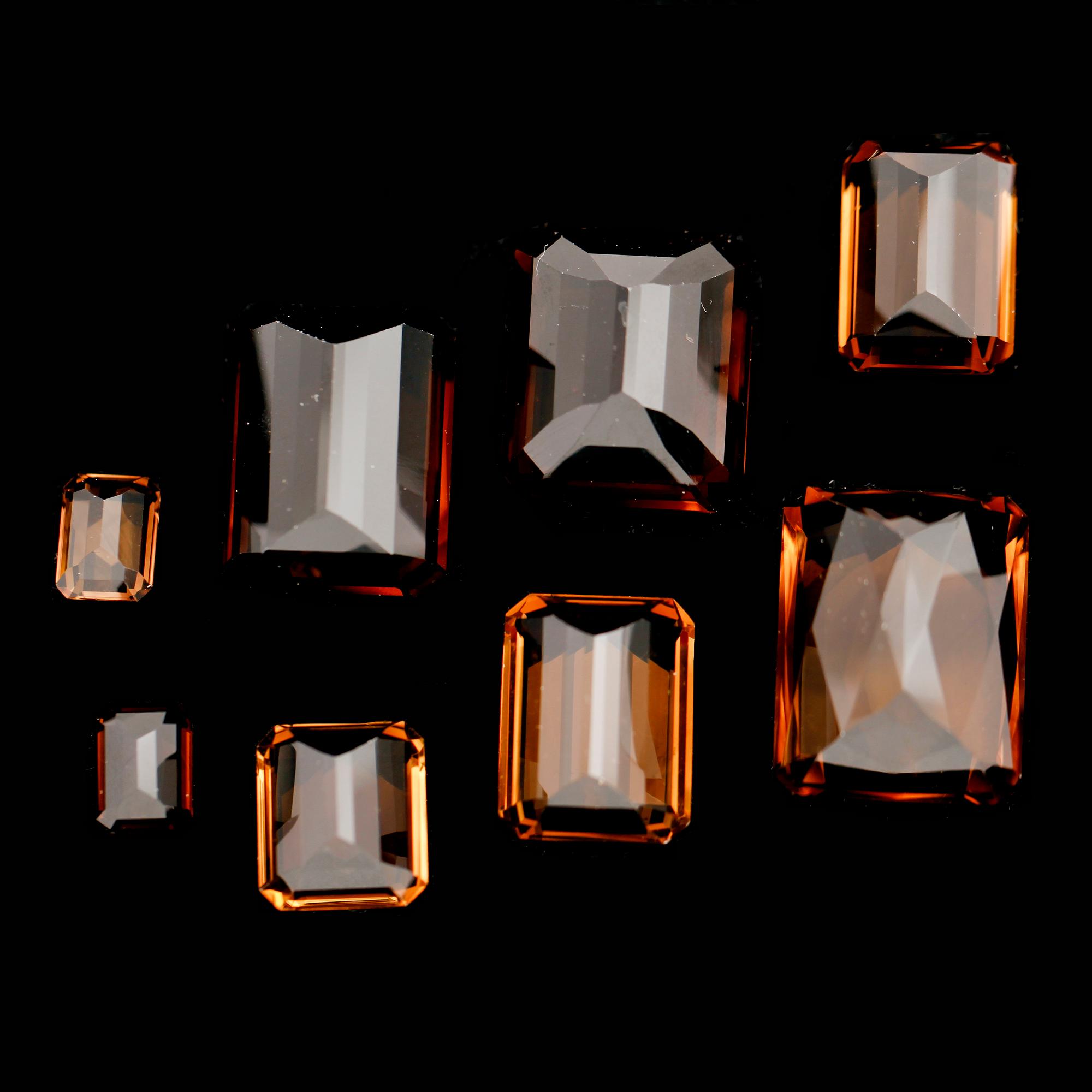 ÄDELSTENAR, 8 st, turmalin/rökkvarts, oinfattade.