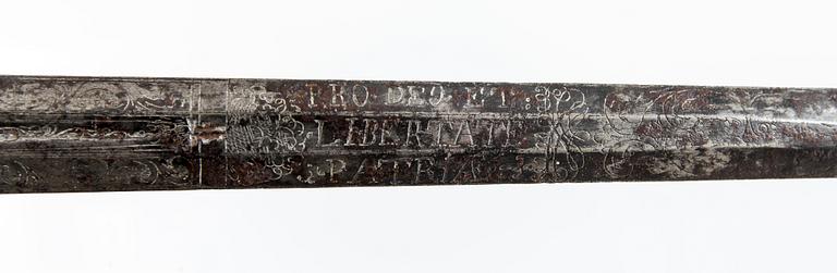 INFANTERIOFFICERSVÄRJA, Sverige, bär datering anno 1760.