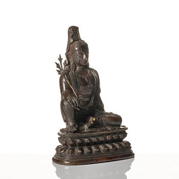 A bronze figure of Avalokiteshvara, Qing dynasty, 18th Century.