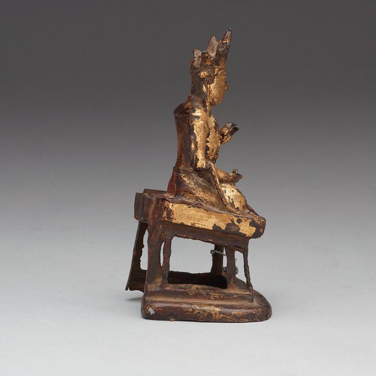 A gilt bronze figure of a seated Bodhisattva, Qing dynasty, 18th Century.