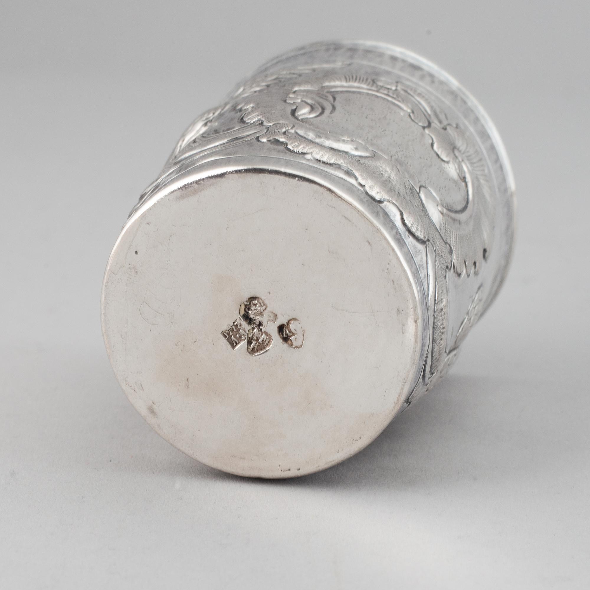Bägare, silver, icke identifierad mästare, Moskva 1777.