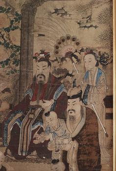 A painting of a gathering with Shoulao, Qing Dynasty, 19th century.