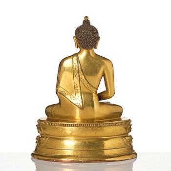 A Mongolian Gilt Bronze Figure of Buddha, Zanabazar school, 18th century.