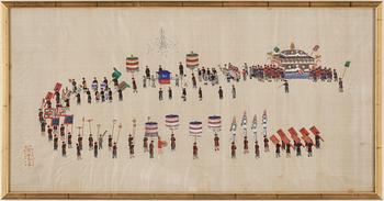 OKÄND KONSTNÄR, gouache på tyg, Kina, 1900-tal.