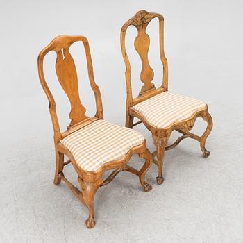 An assembled suite of ten rococo chairs, Western Sweden, later part 18th century.