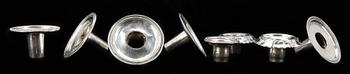 PARTI LJUSHATTAR, 9 st, silver, GAB, C G Hallberg mfl. 1800-1900-tal. Total vikt ca 271 g.