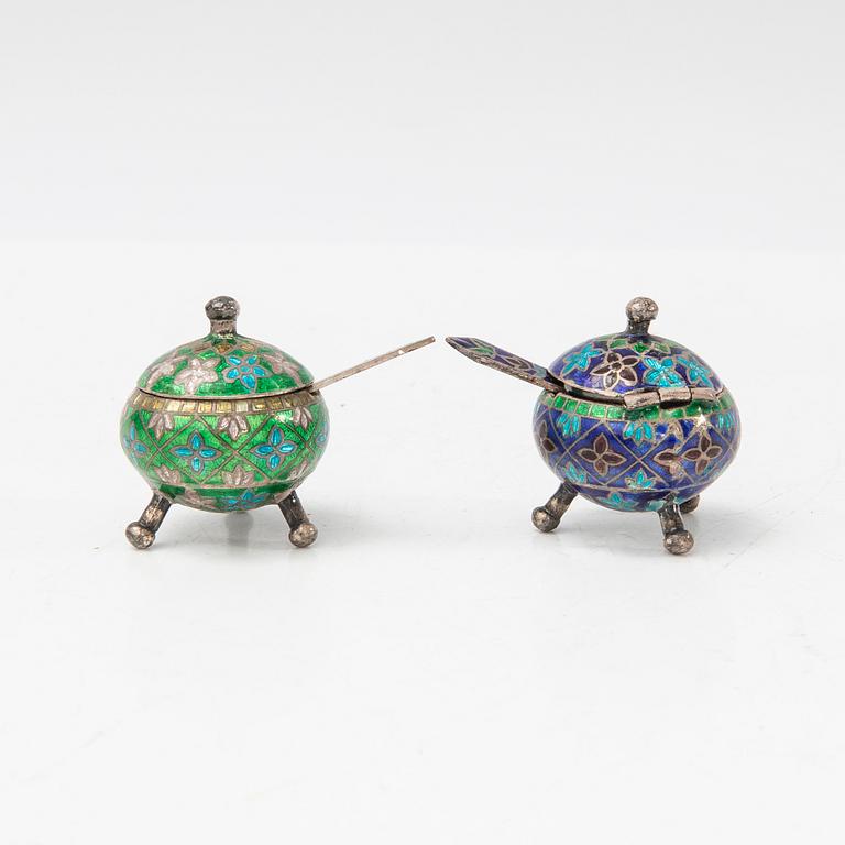 Salt cellars with spoons, China, 20th century.