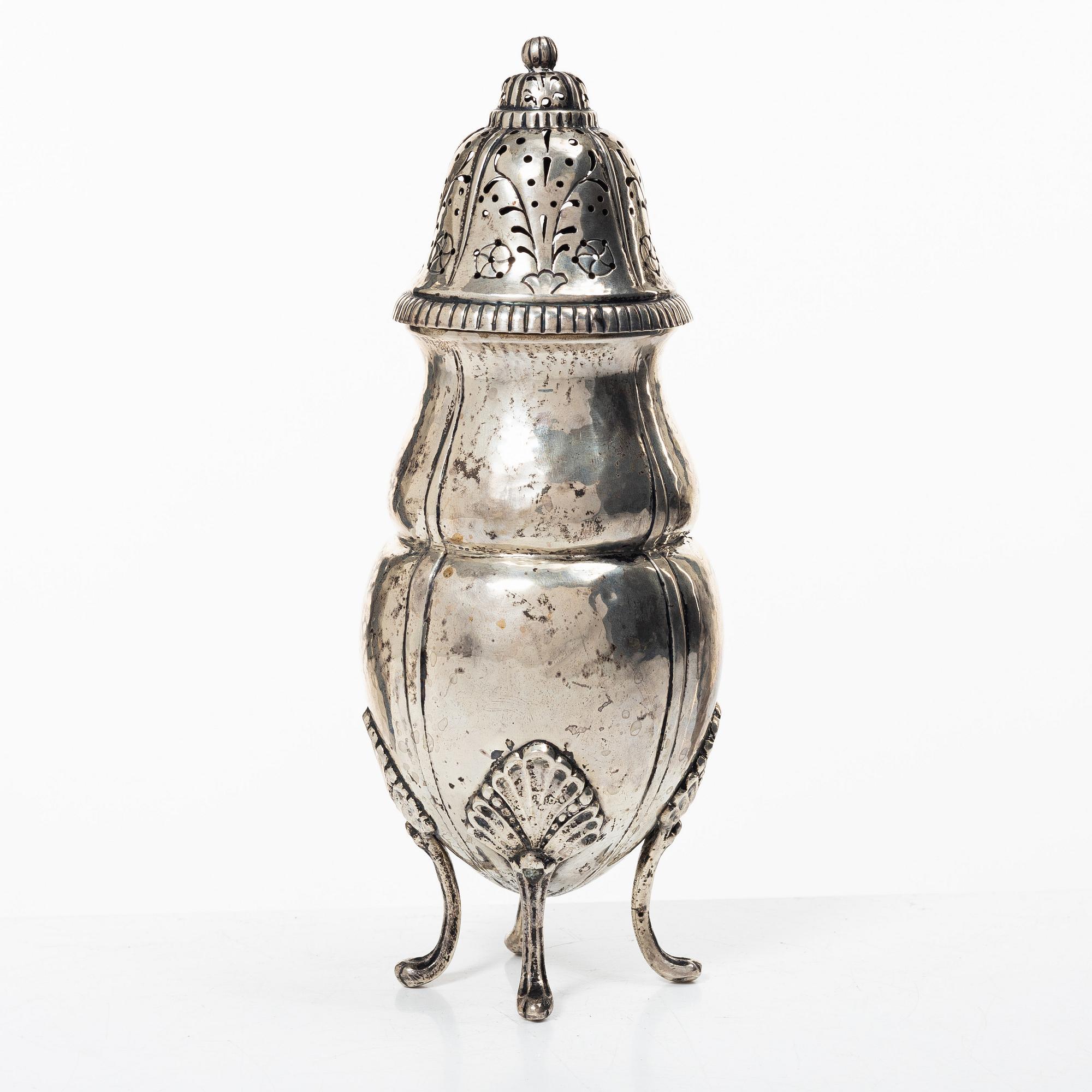 K. Anderson, a Rococo style silver shaker, Stockholm 1928.