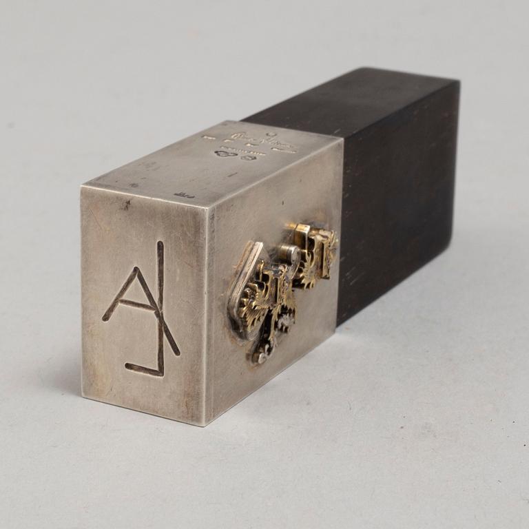 WIWEN NILSSON, sigillstämpel, sterling silver och ebenholts, Lund 1951.